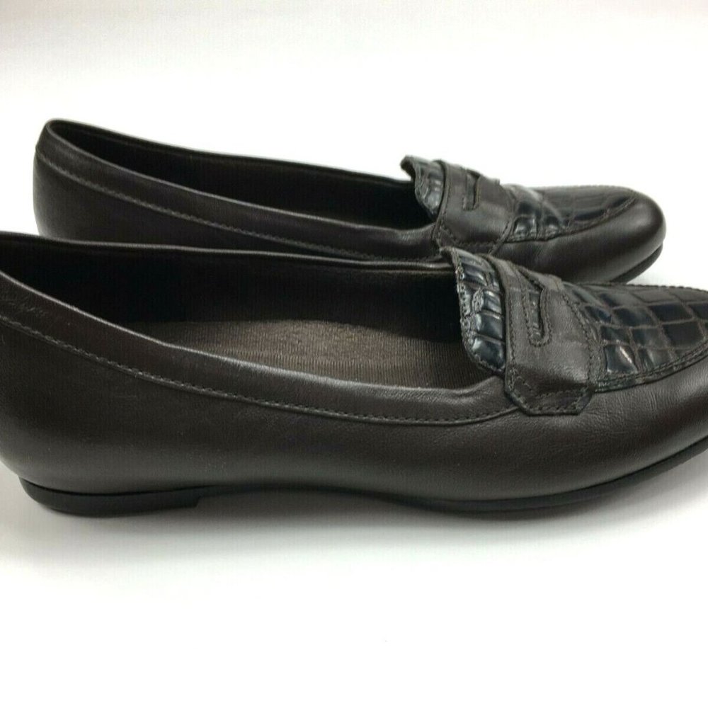 Munro Women Size 9M Brown Black Animal Print Walking Flat Loafers Slip On Shoes